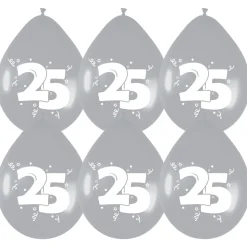 Ballonnen 25 jaar zilver 6st