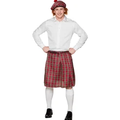 Baret Mr Tartan rood met haar