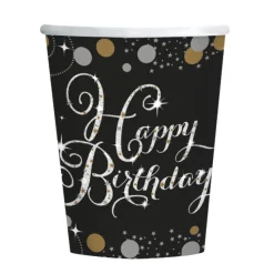 Bekers Happy Birthday Sparkling Celebration goud/zilver