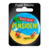Button klein Pensioen cartoon