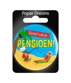 Button klein Pensioen cartoon