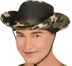 Camouflage hoed met gaas