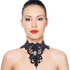 Choker skulls zwart