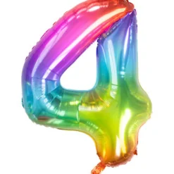 Cijfer ballon gummy regenboog 81 cm