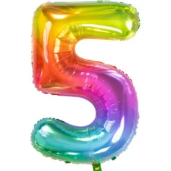 Cijfer ballon gummy regenboog 81 cm