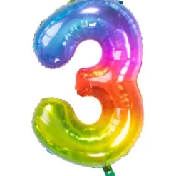 Cijfer ballon gummy regenboog 81 cm