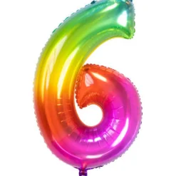 Cijfer ballon gummy regenboog 81 cm
