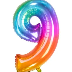 Cijfer ballon gummy regenboog 81 cm