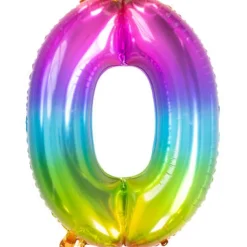 Cijfer ballon gummy regenboog 81 cm