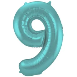 Cijfer ballon mat pastel aqua 86cm