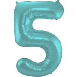 Cijfer ballon mat pastel aqua 86cm