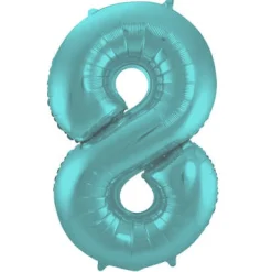 Cijfer ballon mat pastel aqua 86cm