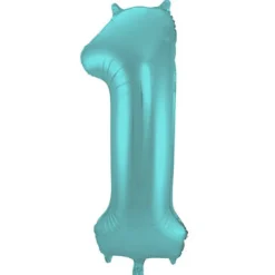 Cijfer ballon mat pastel aqua 86cm