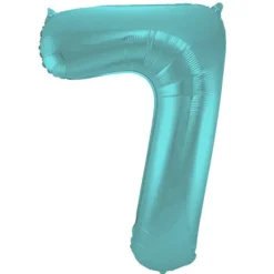 Cijfer ballon mat pastel aqua 86cm