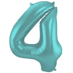 Cijfer ballon mat pastel aqua 86cm