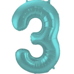 Cijfer ballon mat pastel aqua 86cm