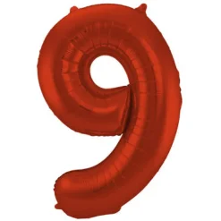 Cijfer ballon mat rood 86cm