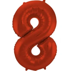 Cijfer ballon mat rood 86cm