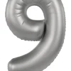 Cijfer ballon Mat Zilver 86cm