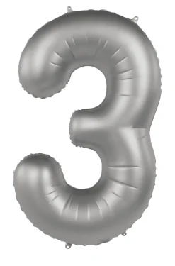 Cijfer ballon Mat Zilver 86cm