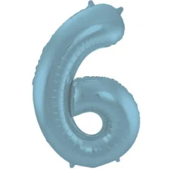 Cijfer ballon metallic pastel blauw 86cm