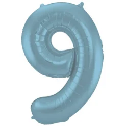 Cijfer ballon metallic pastel blauw 86cm