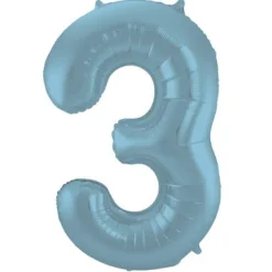 Cijfer ballon metallic pastel blauw 86cm