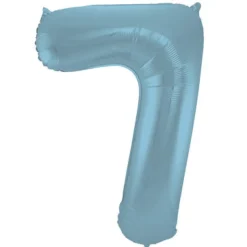 Cijfer ballon metallic pastel blauw 86cm