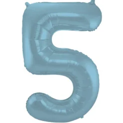 Cijfer ballon metallic pastel blauw 86cm