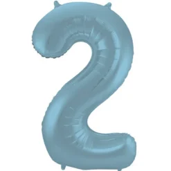 Cijfer ballon metallic pastel blauw 86cm