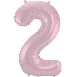 Cijfer ballon metallic pastel roze 86cm