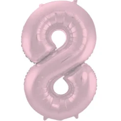 Cijfer ballon metallic pastel roze 86cm