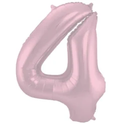 Cijfer ballon metallic pastel roze 86cm