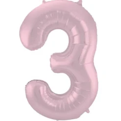 Cijfer ballon metallic pastel roze 86cm