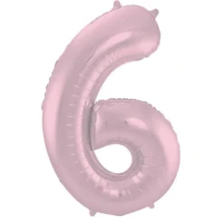 Cijfer ballon metallic pastel roze 86cm