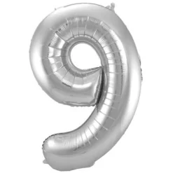 Cijfer ballon metallic zilver 86cm