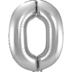 Cijfer ballon metallic zilver 86cm