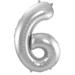 Cijfer ballon metallic zilver 86cm