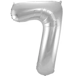Cijfer ballon metallic zilver 86cm