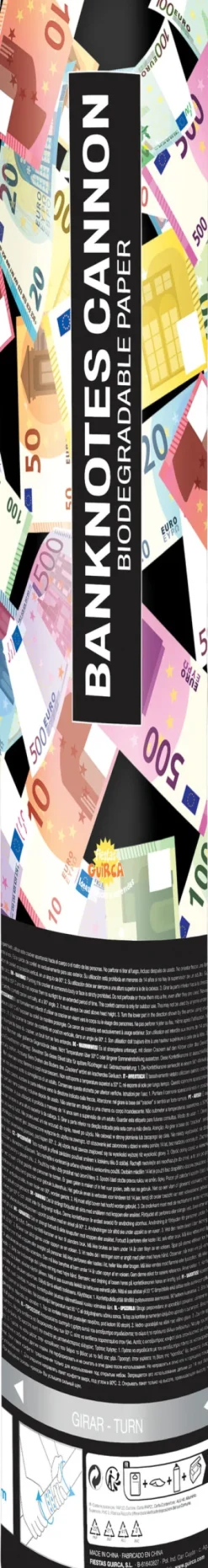 Confetti kanon Euro Biljetten 40cm