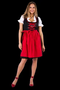 Dirndl Rozen zwart/rood