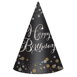 Feesthoedjes Happy Birthday Sparkling Celebration goud/zilver