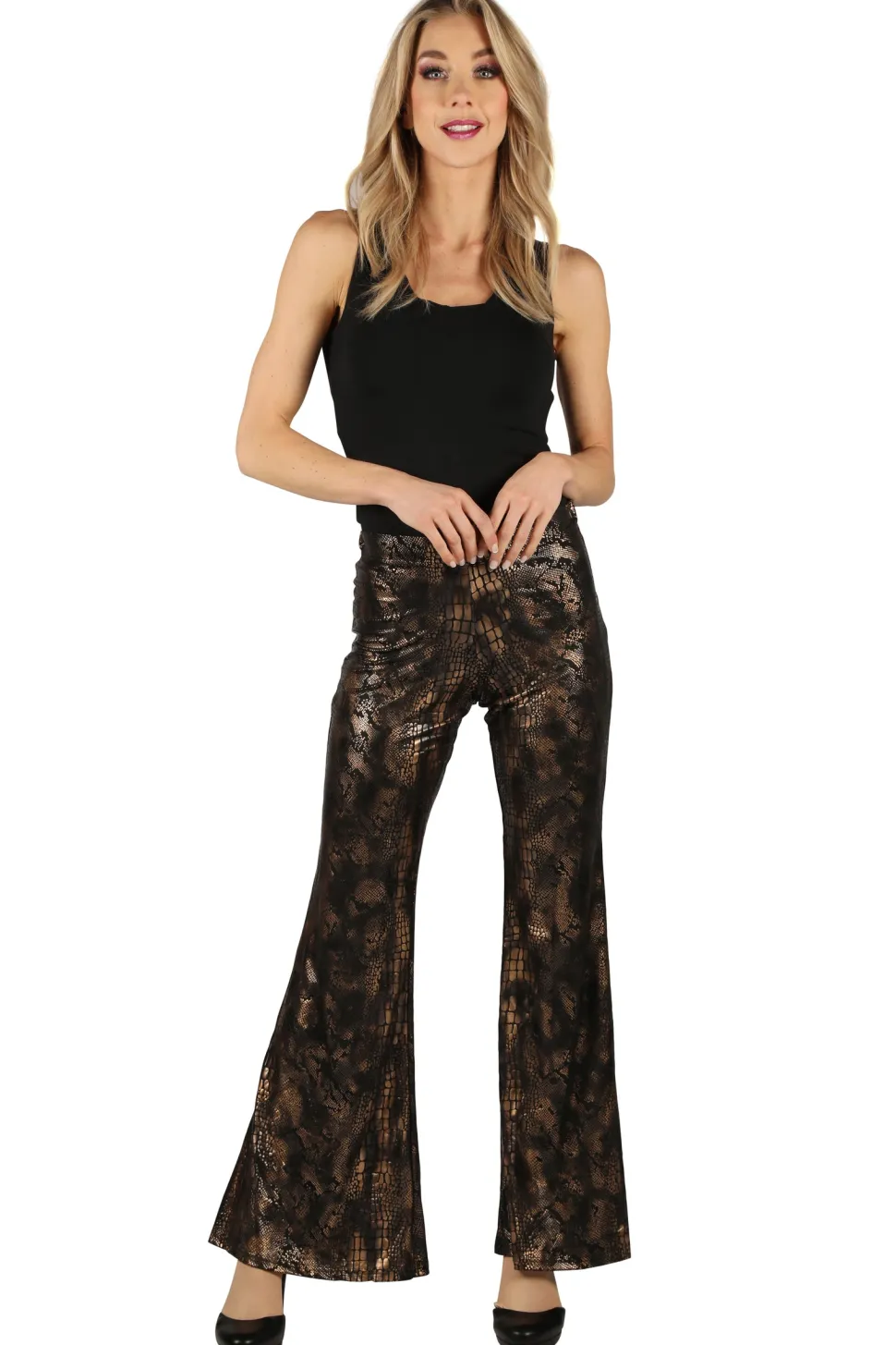 Flarebroek Snake skin dames