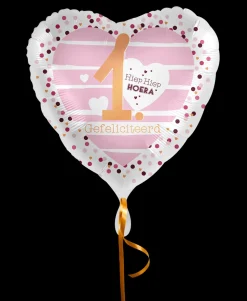 Folieballon 1 Hiep Hiep HOERA Gefeliciteerd Hart