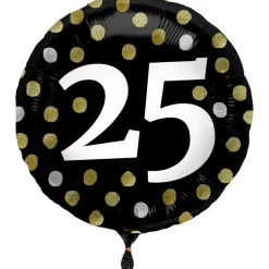 Folieballon Glossy Black 25 Jaar 45cm S40