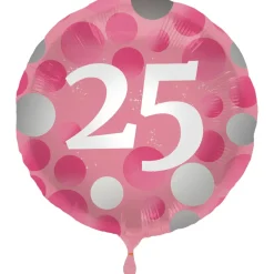 Folieballon Glossy Pink 25 Jaar 45cm S40