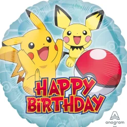 Folieballon Rond Pokemon HBD 46cm