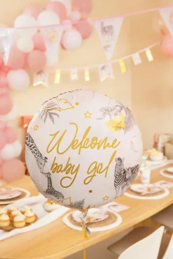Folieballon standaard baby safari pink