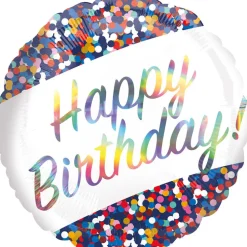 Folieballon Standard Iridescent Birthday Confetti