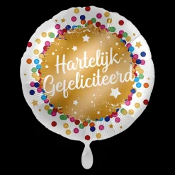 Folieballon Hartelijk Gefeliciteerd Goud